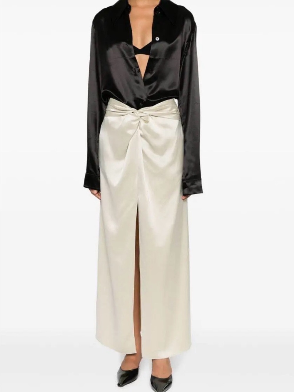 Nanushka HEIDA SATIN MAXI SKIRT IN PORCELAIN